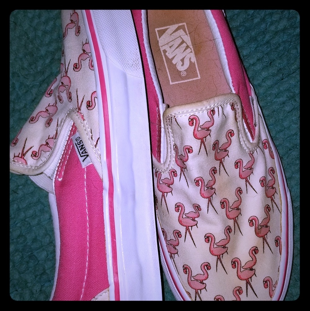 Van's flamingo slide ons